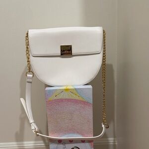 Marina Rinaldi White Crossbody Bag with Gold Accents